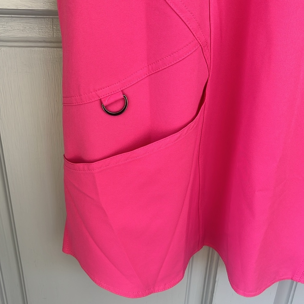 Ava Therese Ribbed Knit Back Scrub Top, Bright Pink V-Neck, Women’s Sz XL - Picture 7 of 9